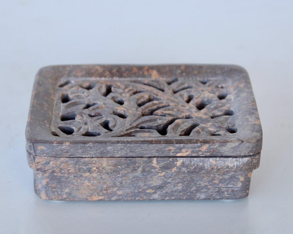 Grey Soap Stone Cutout Soap Dish